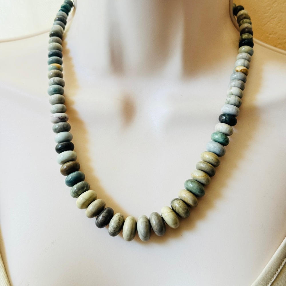 Jay King DTR Desert Rose Trading Necklace Green Jasper Beads Sterling Silver 925